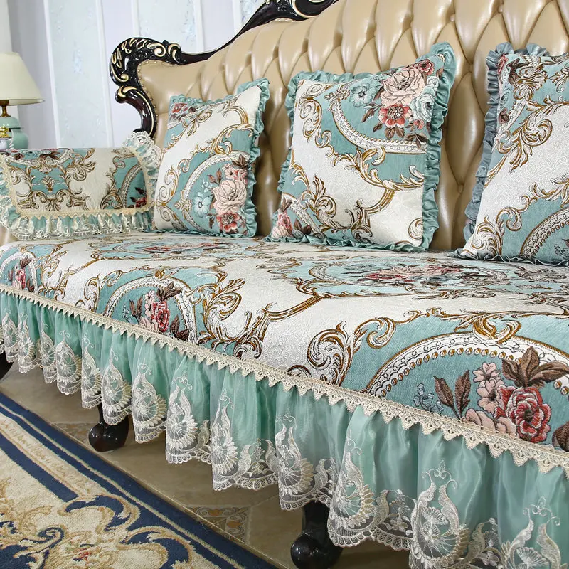 

European Vintage Jacquard Sofa Covers Luxurious Non-Slip Sofa Cushion 1/2/3 Seats Furniture Protectors Slipcover Couch Cover