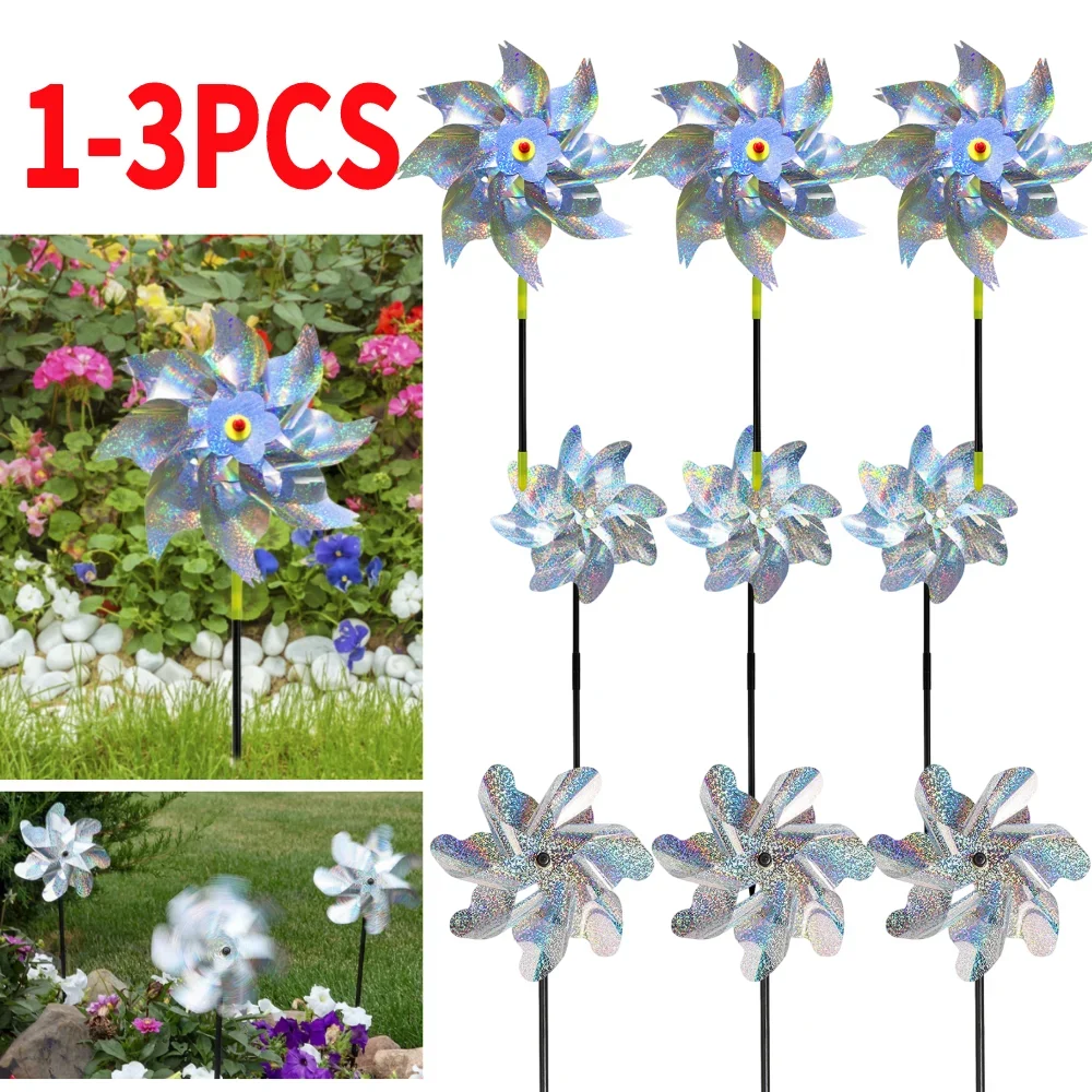 Fruit Garden Reflective Windmills Children Kids Toys Bird-Scaring Wind Spinner Easy Installation for Outdoor Garden Lawn Yard