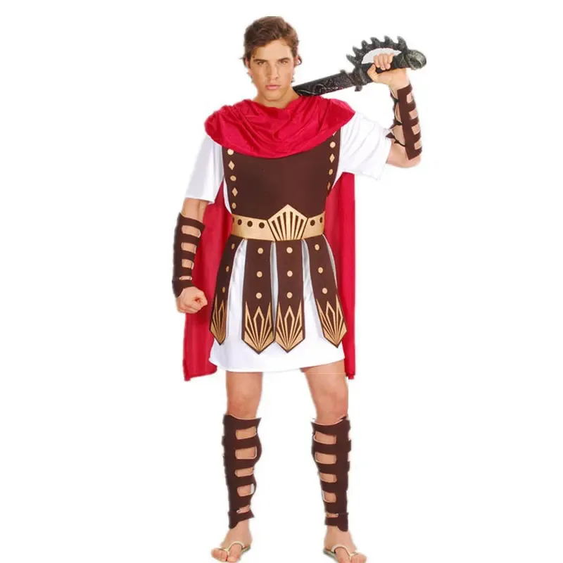 

Adult Men Greek Roman Warrior Gladiator Costume Knight Julius Caesar Costumes Halloween Carnival Mardi Gras Fancy Dress Umorden