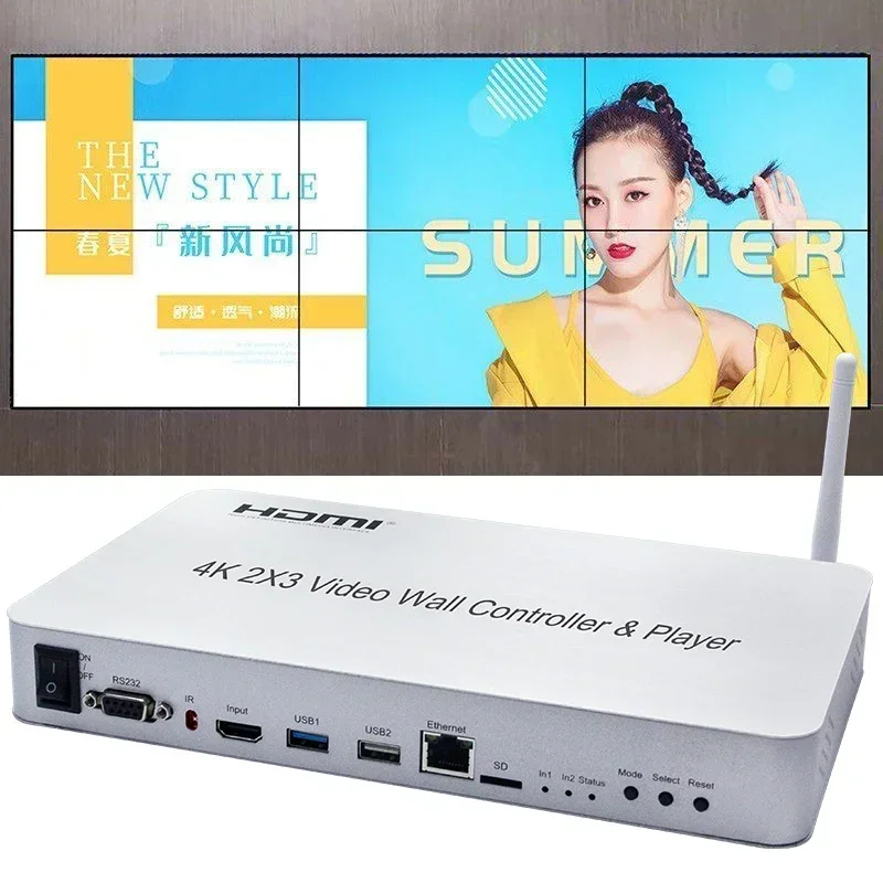 4K 2x3 Splicer 2x2 4 6 way Splicing Screen TV Wall Processor HDMI Video Wall Controller Support TF Card USB U Flash Disk Player