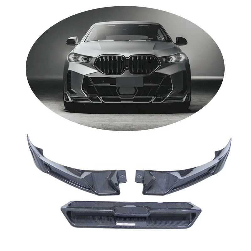 MXGET For BMW G06 X6 LCI 2023-2024 FD style Carbon Front Bumper Lip Chin Spoiler Front Splitter X6 G06 Rear Front Bumper Lip