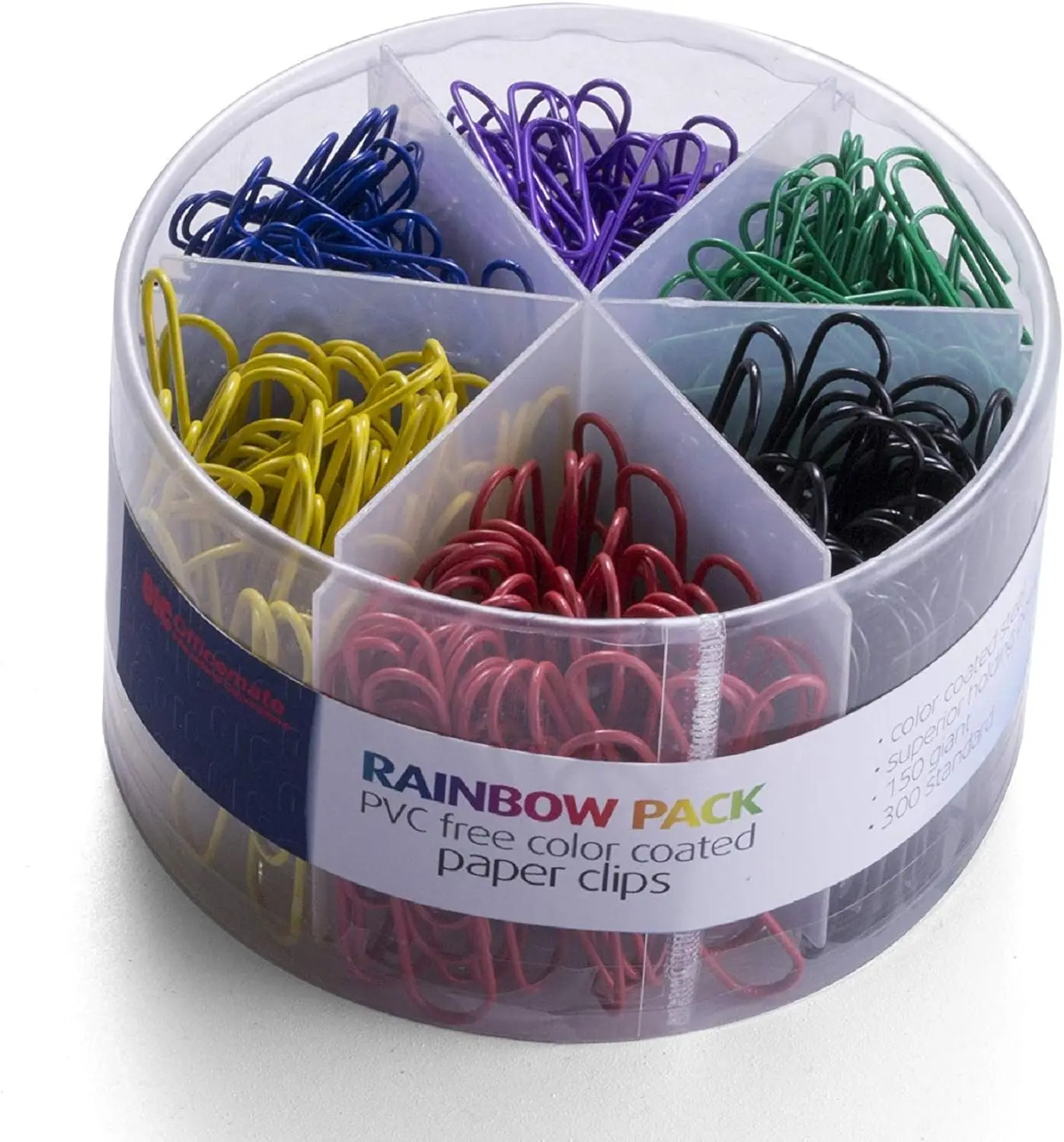 

Colorful PVC-Free Paper Clips, 450 Pieces in Storage Tub for Office and School