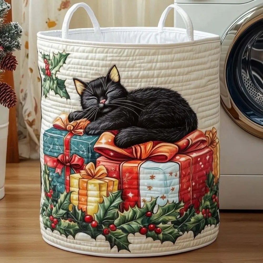 Cute Rectangular Laundry Basket Storage Fabric Laundry Bin Snowmen Design Storage Basket Dorm 5