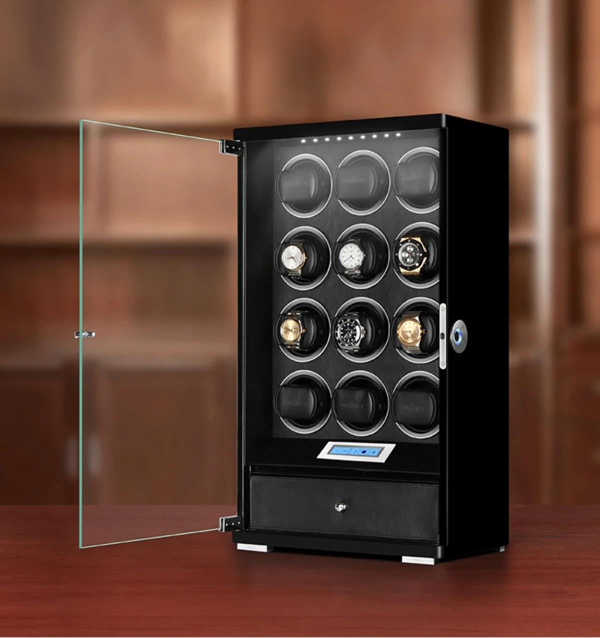 

Vertical Automatic Mechanical Watch Shaker Sterilization Microfiber Leather Fingerprint