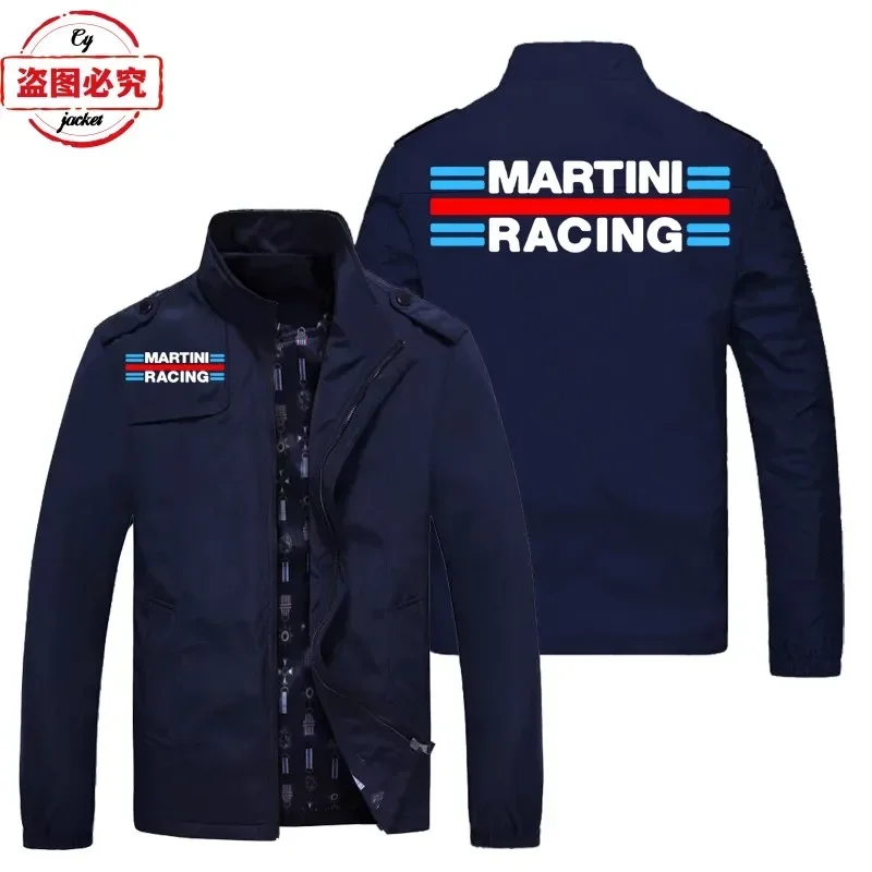 Martini Racing Logo Printed Racing Suit Long Sleeved Men's Top Stand Up Collar Zipper Workwear Jacket Team Workwear Asian Sizes