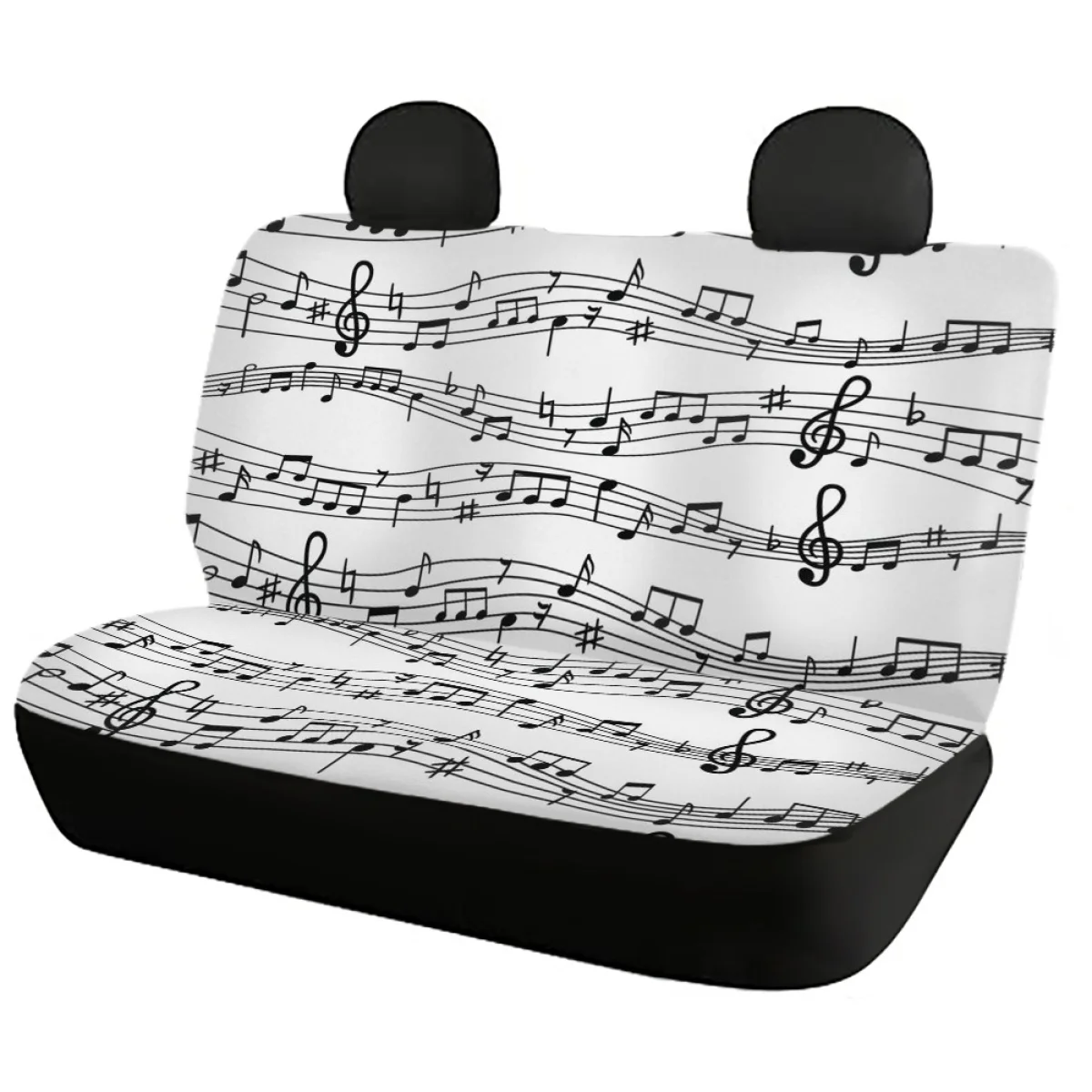 Car Accessories Black White Music Notes Sheet Music Auto Seat Cover Set Comfort Material Easy Installation Vehicle Ornaments New