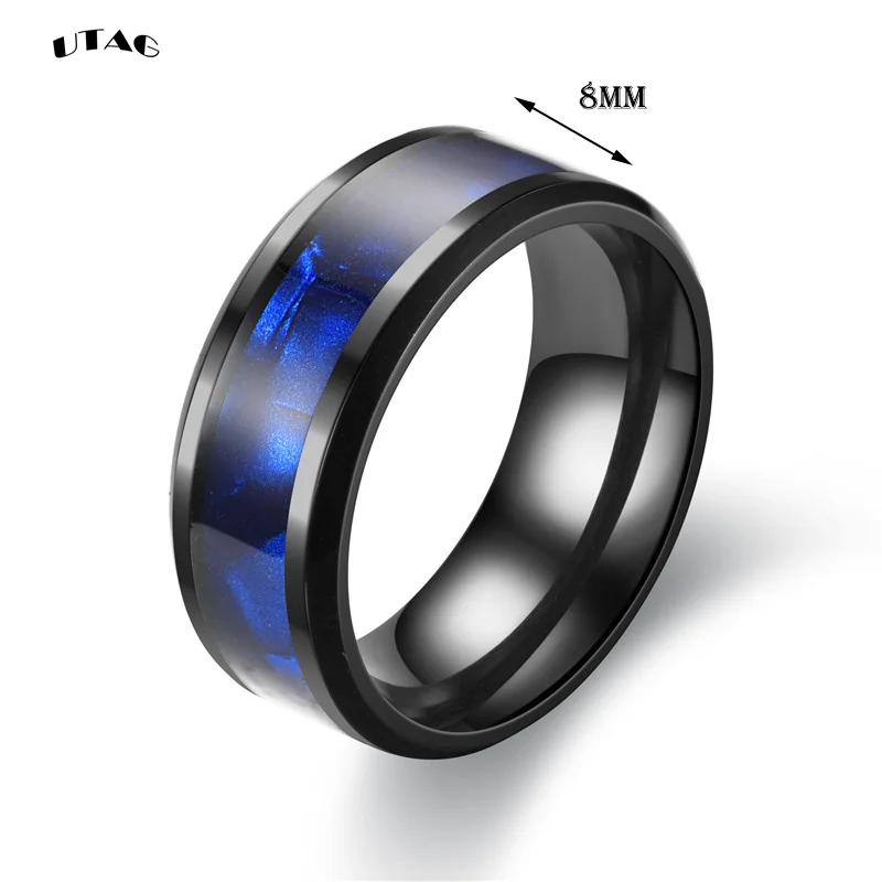 UTAG Foreign Trade Carbon Fiber Scrub Blue  Men Rings 100% Tungsten Carbide Anillos para hombres Black Dragon