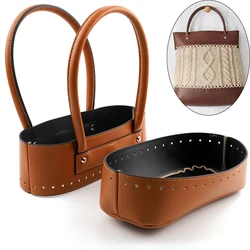 1Set fai da te maglia all'uncinetto borsa Tote borsa a tracolla materiale da cucire pantaloni in pelle PU maniglie per le donne che fanno accessori per borse