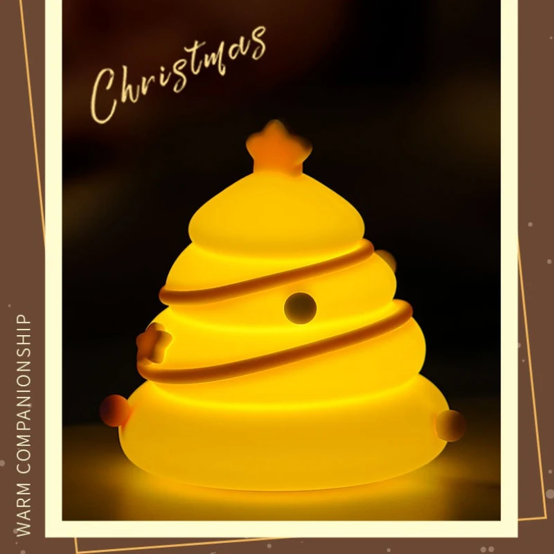 Christmas Tree Silicone Night Light Led Induction Atmosphere Light Pat Light USB Charging Bedside with Sleeping Night Light Gift