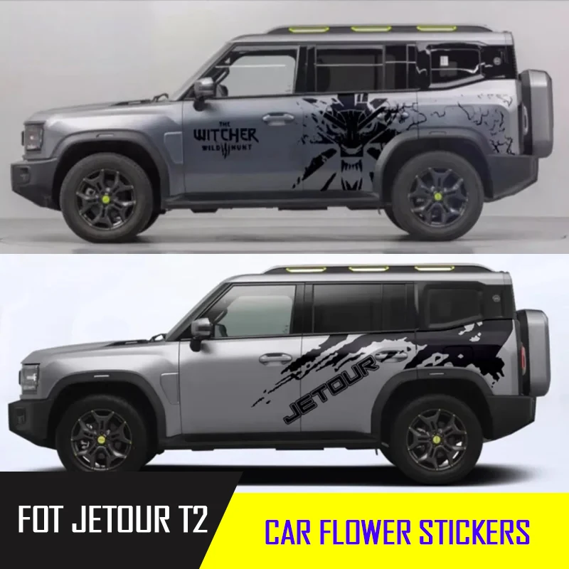 Fit for JETOUR Traveler T2 2023-2025 Car Off-road Body Color Strip Flower Paste Appearance Decorative Stickers Car Exterior Trim