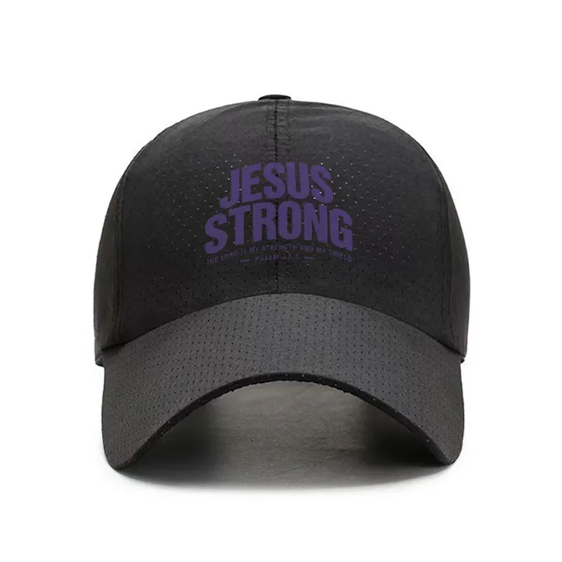 Jesus Strong Quick Dry Baseball Cap Breathable Adjustable Sports Hat
