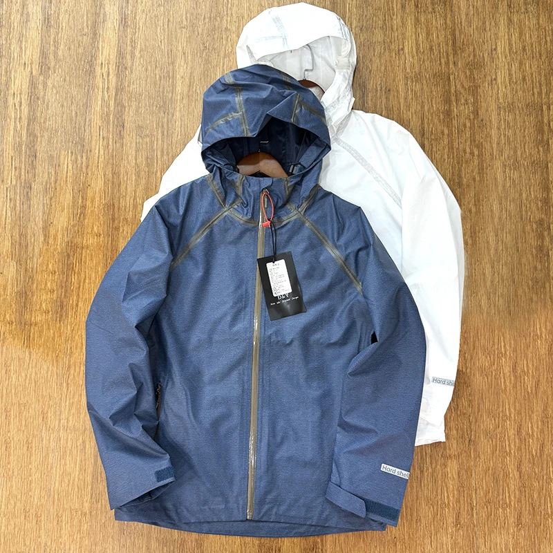 

Outdoor Spring Autumn Men's Windproof Waterproof Heat Pr Glue Hooded Jaet Raincoat Casual Sportswear Stand Fit Long S...