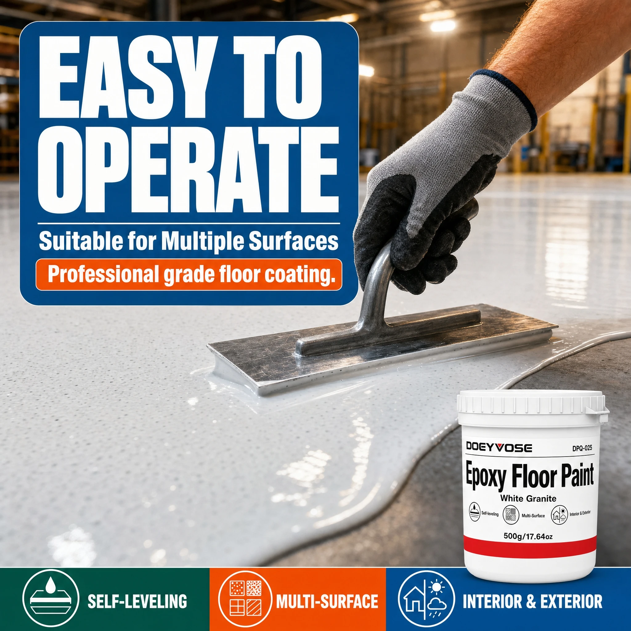 500g Epoxy Floor Paint Gray Matte Wearproof Coating Indoor Cement Flooring