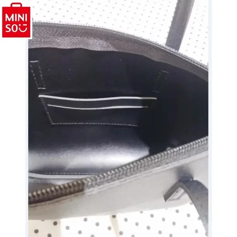 MINISO tas Tote genggam wanita kapasitas besar, tas Tote genggam ritsleting kasual modis kartun Mickey Minnie, tas wanita kapasitas besar