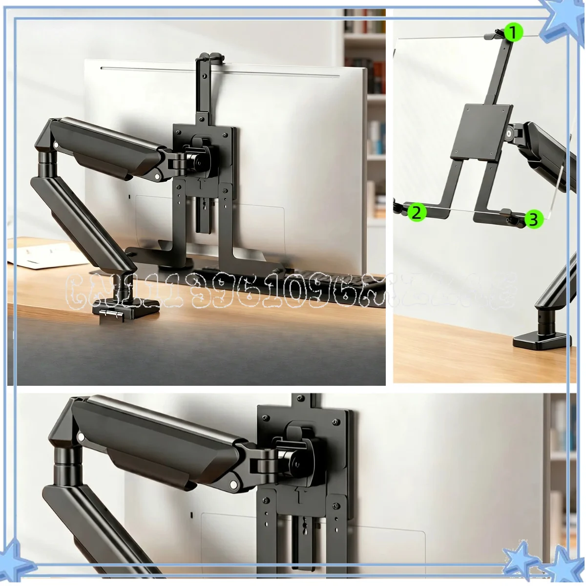 Non-porous Display Bracket, Adapter Board, Non-punching VESA Adapter Clip, Suitable for 17-32 Inch Robotic Arm Accessories