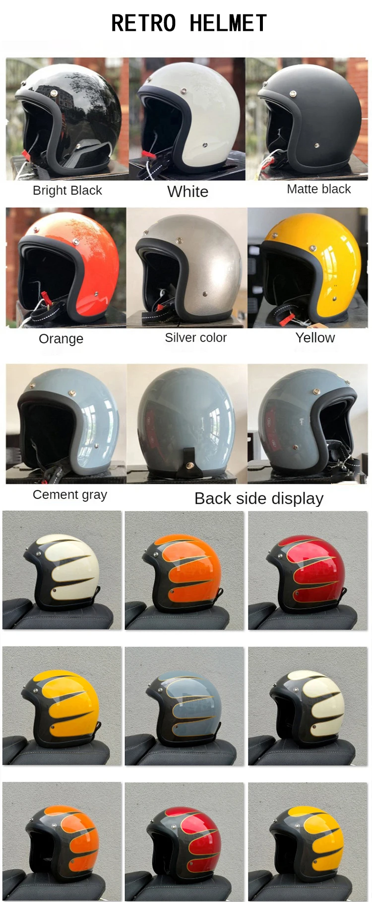 Japanischer Korea-Stil Open Face Motorradhelm Vintage 500TX Retro Scooter Riding 3/4 Jet Casco Moto Capacete BLD – Detail 6