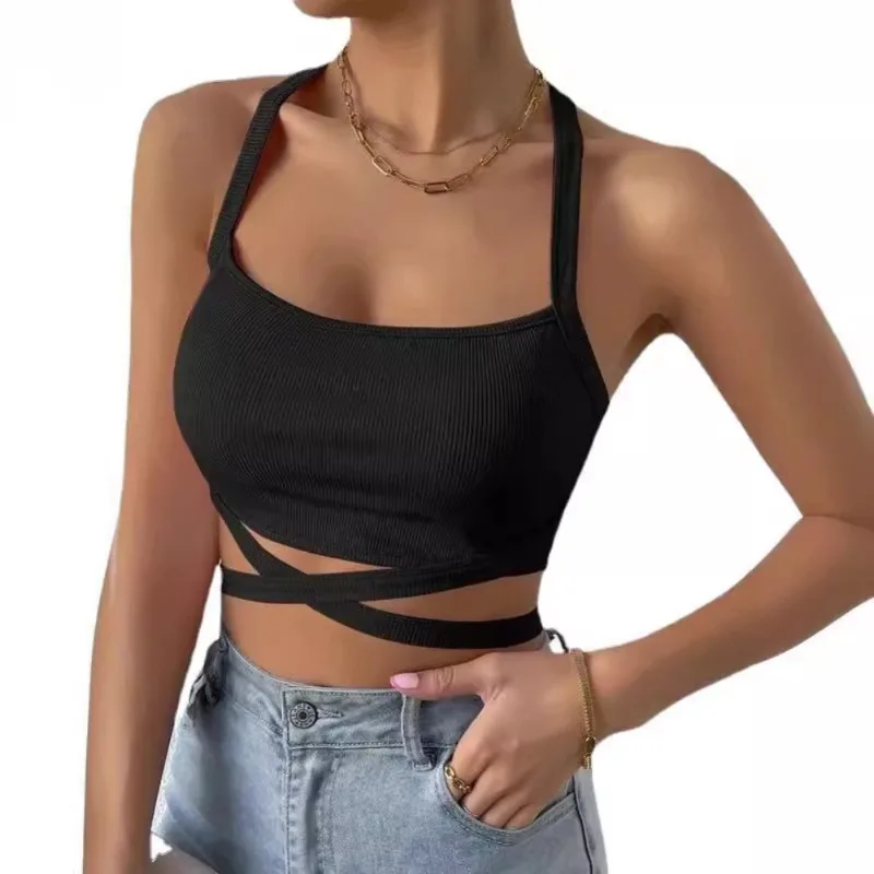 2025 neue Mode Hot Sexy Y2k frauen Sommer Sexy Casual Ärmellose Cut-Out Kurze T-shirt Crop Top Weste strap Tank Tops Bluse