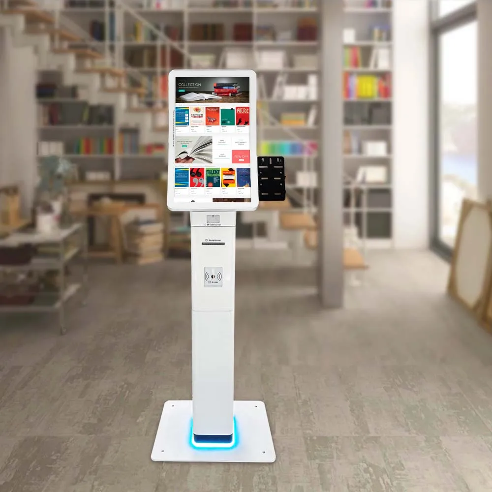 Custom Function Parts Size 23.6/32 Inch Facial Camera Fingerprint/card Reader Loan And Return Self Service Kiosk In Library