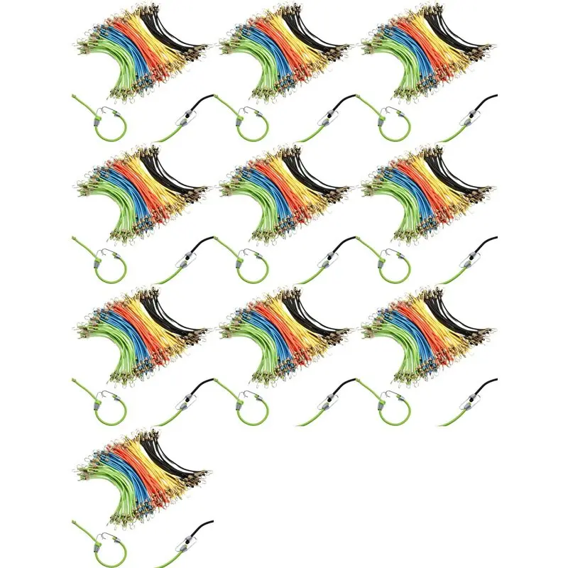 【HAPPY】Small Bungee Cords With Hooks 120 Pack, Adjustable Rubber Elastic Cords For Luggage Roof Rack Hanging Outdoor