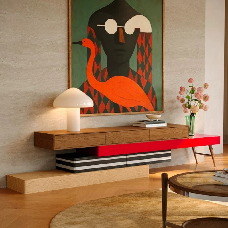 Mueble de TV Modular para Sala de Estar, Diseño Floral de Lujo, Mueble de TV Vintage, Mueble de Salón para TV, Muebles de Mediados de Siglo