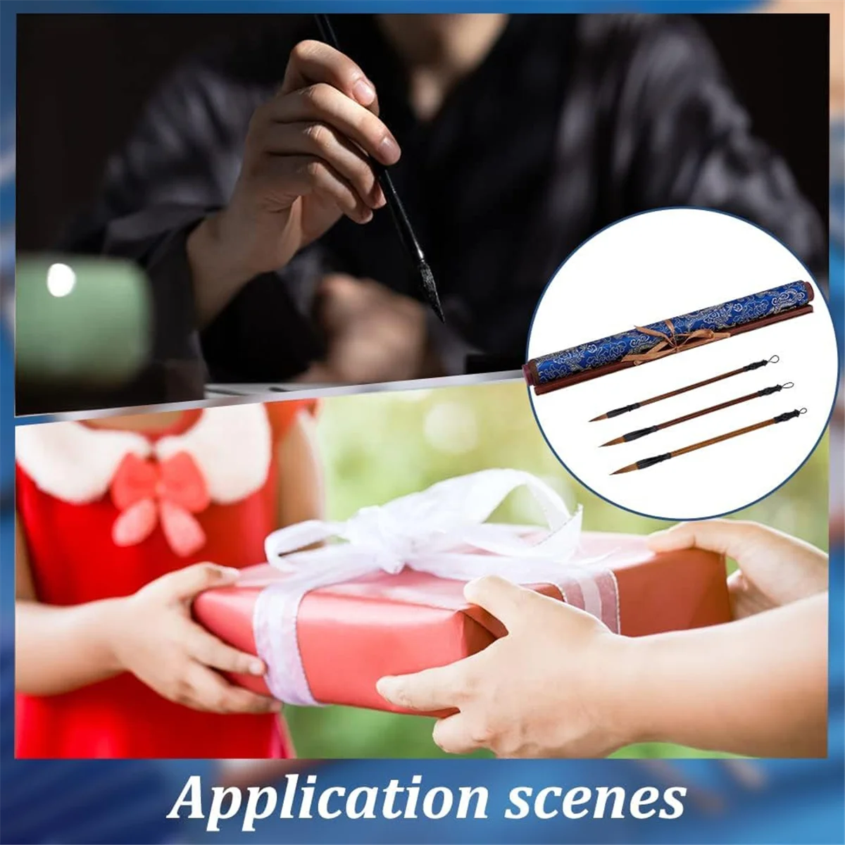 ADP-Reusable Water Writing Magic Cloth Inkless Chinese Calligraphy Set of 3 Traditional Calligraphy Writing Brush Pens Set 1