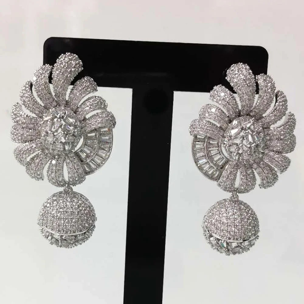 

Kellybola Gorgeous Trendy Flower Drop Earrings Shiny Cubic Zircon Fashion Earrings For Women Bridal Wedding Party Accessories