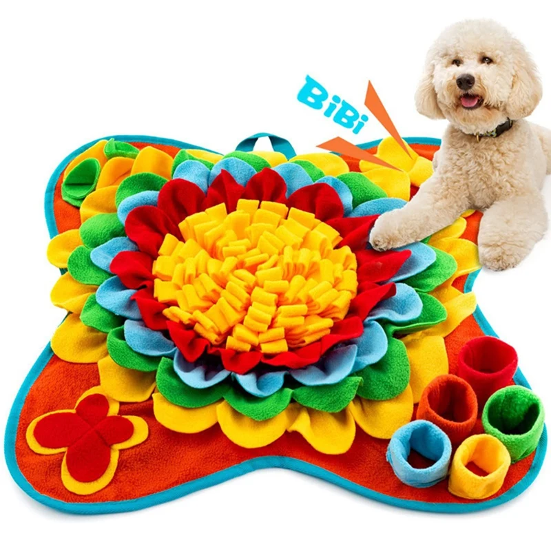 Squeaky Pet Snuffle Mat For Dogs, Cat Interactive Forage Mat For Slow Feeding Engaging Puzzle Dog Toy With Layers Design