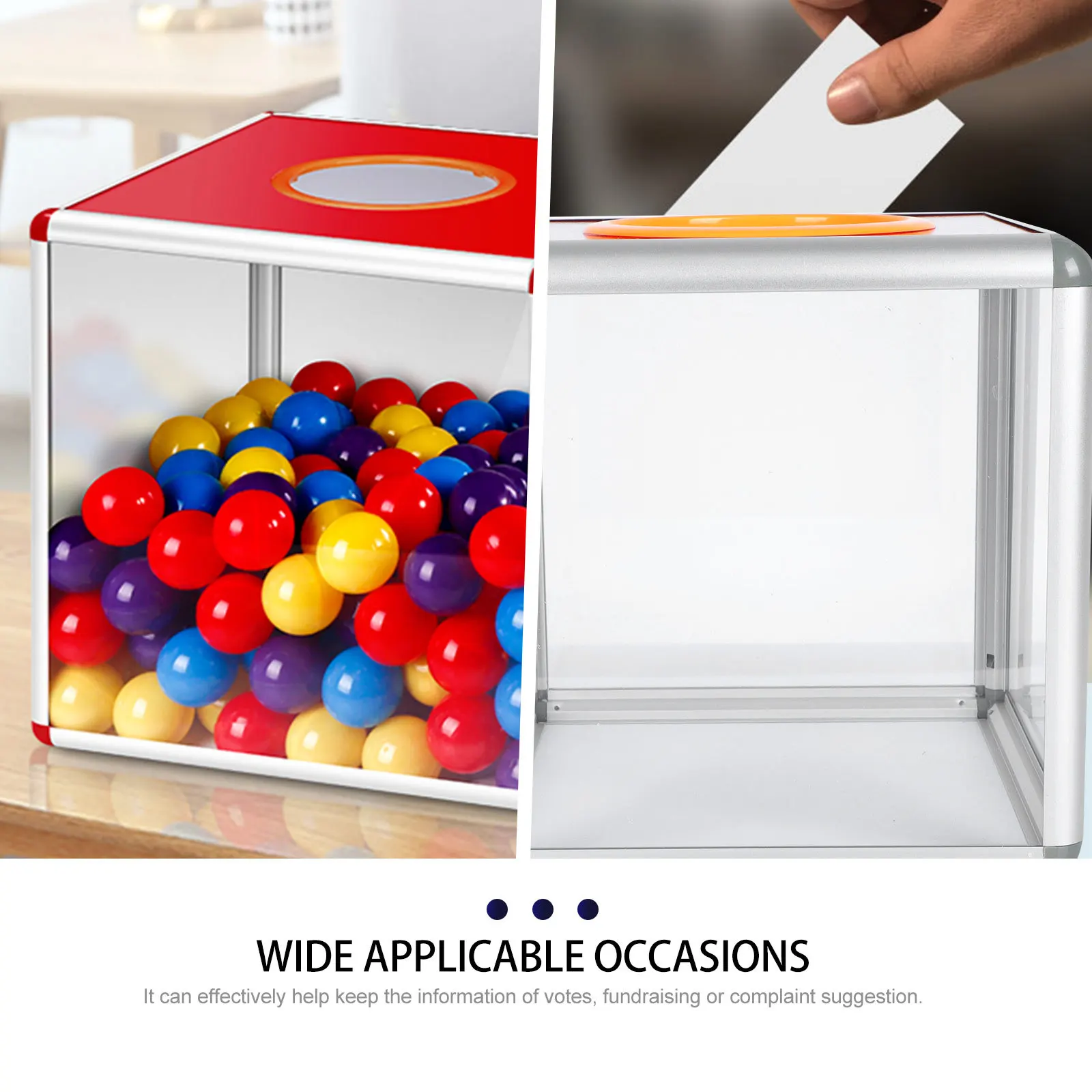 

1pc Transparent Fundraising Storage Lockable Suggestion Container Office Charity Collection Box For Votes Paperwork Clear Secure