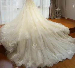 Real Image Luxury Bridal Detachable Train 6 Layers Removable Lace Appliques Skirt White Ivory  Accessories Custom Made Petticoat