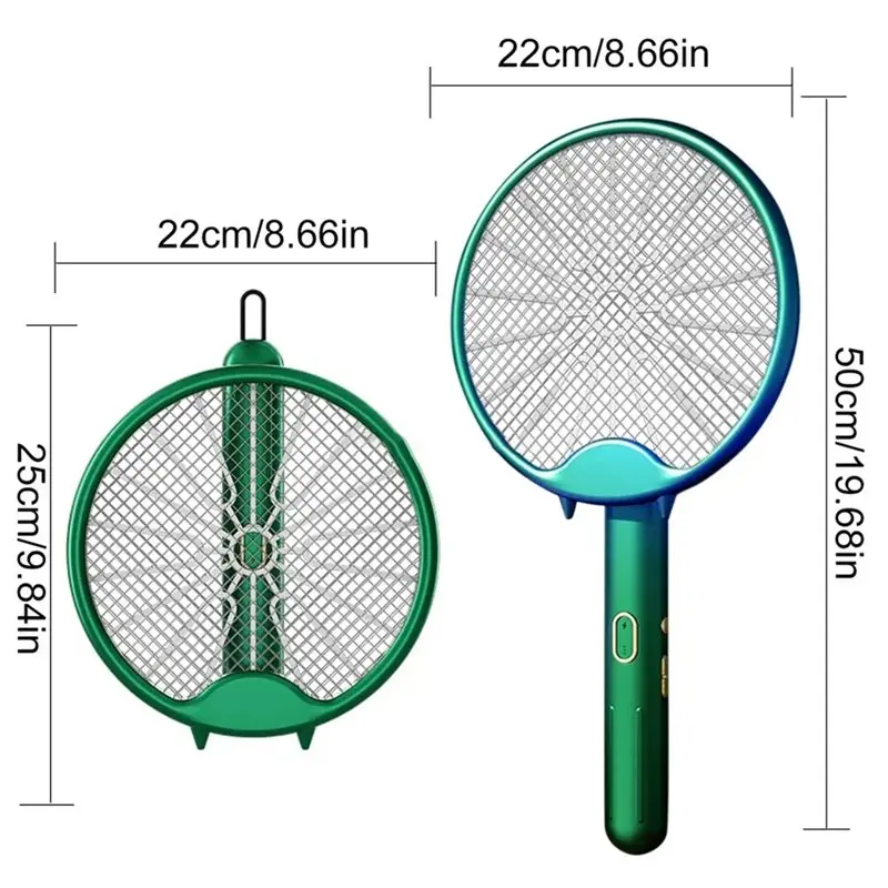 ABBZ-Fly Swatter Elektrisch Racket Oplaadbare Bug Zapper Racket Draagbare Opvouwbare 2-In-1 Muggenval Voor thuis