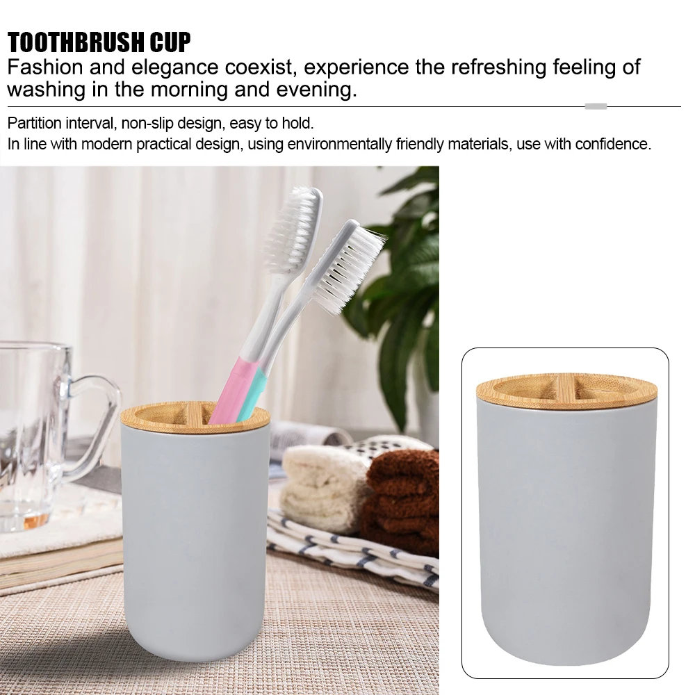 Toothbrush Cup Holder 6Pcs/Set Bathroom Storage Set Lotion Bottle Soap Dispenser Box Toilet Brush Trash Can Bamboo Plastic