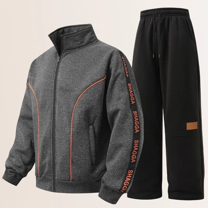 Autumn and Spring New Fashion Thickened Warm Jacket Set Men's Casual Loose Sports Plus Size High Quality Two-piece Set M-2XL