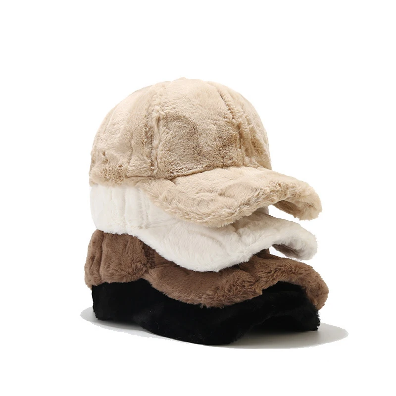 Women Baseball Cap for women Wool Sheepskin Thicken Warm Solid Lady Casual Sports Trucker Korean Snapback Bone hip hop hats