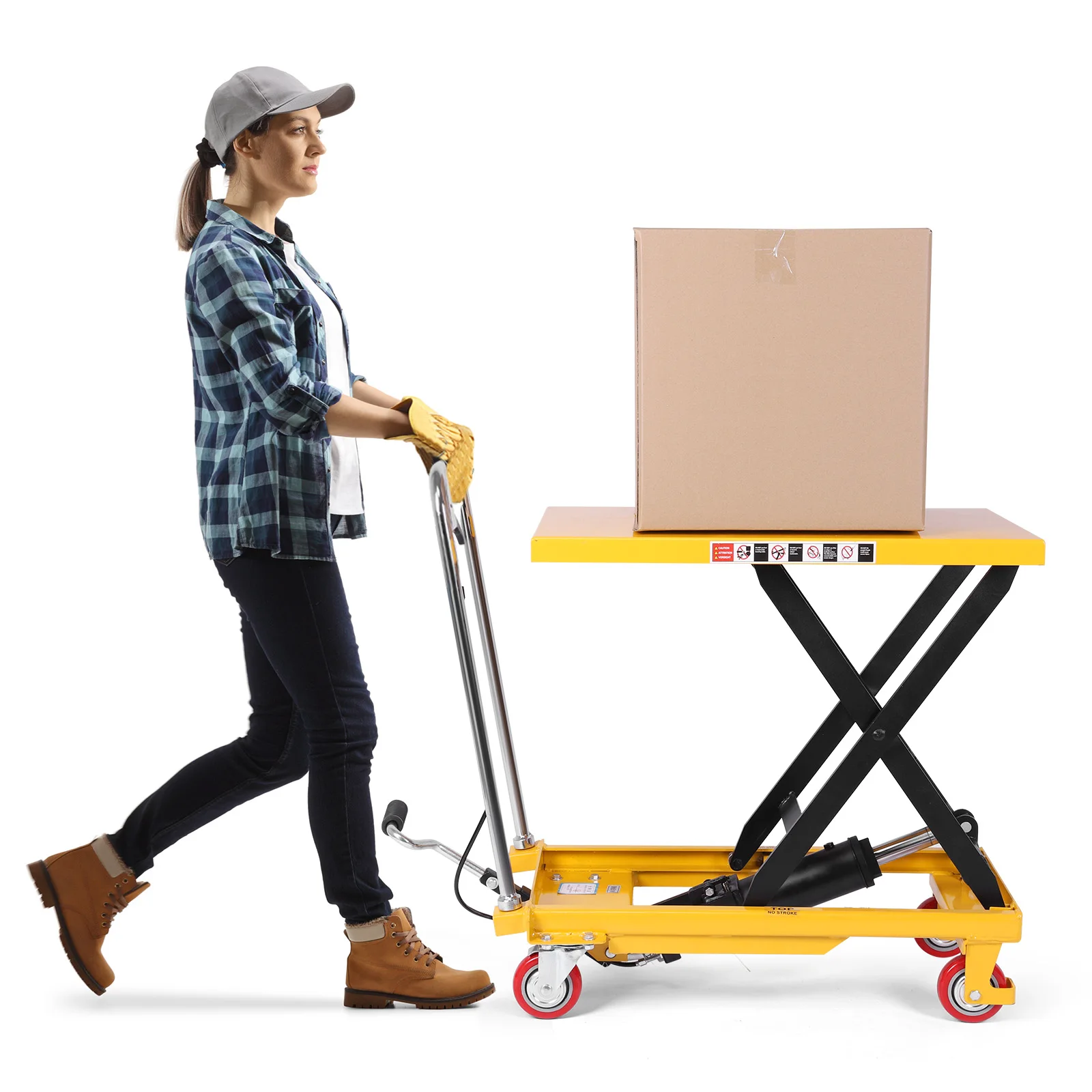 

Hydraulic Scissor Cart with Lifting Table Manual Single Scissor Lift with Non-Slip Pad for Material Handling and Transportation