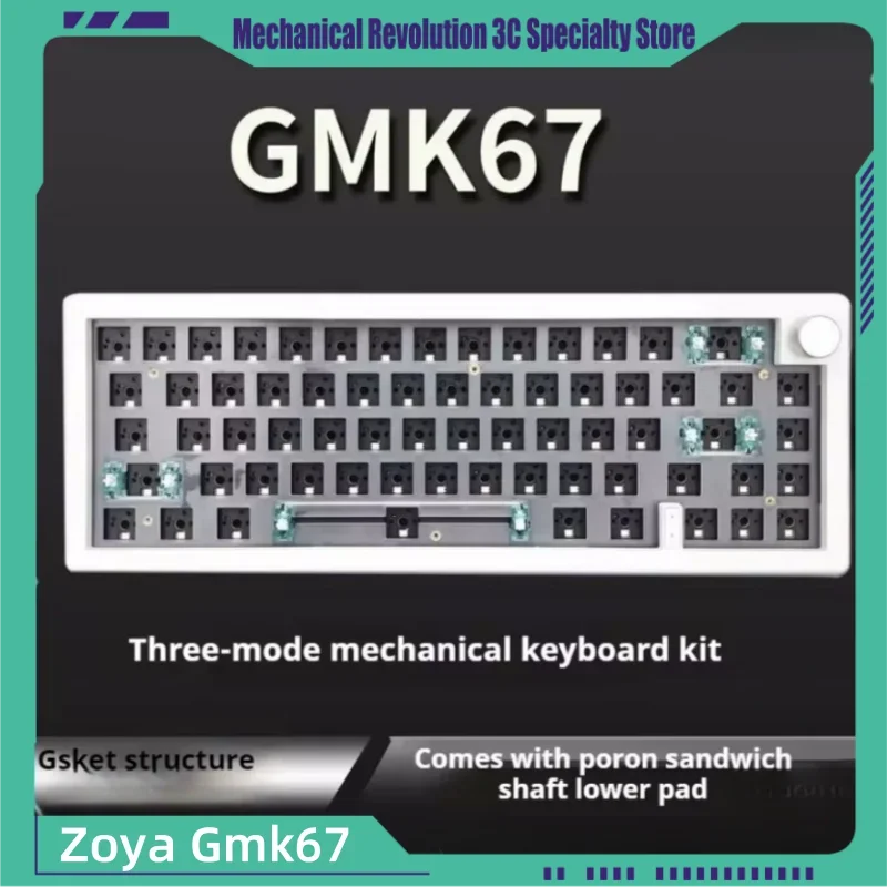 Zoya Gmk67 Mechanical Keyboard  Thrid-Mode Kit Customized Diy Knob Gasket Structure Supports Hot Plug Rgb Backlight Abs