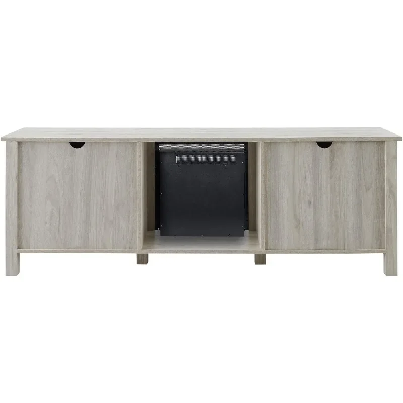 Porta de vidro clássica TV Stand para TVs, 2 portas, até 80 polegadas, 70 polegadas