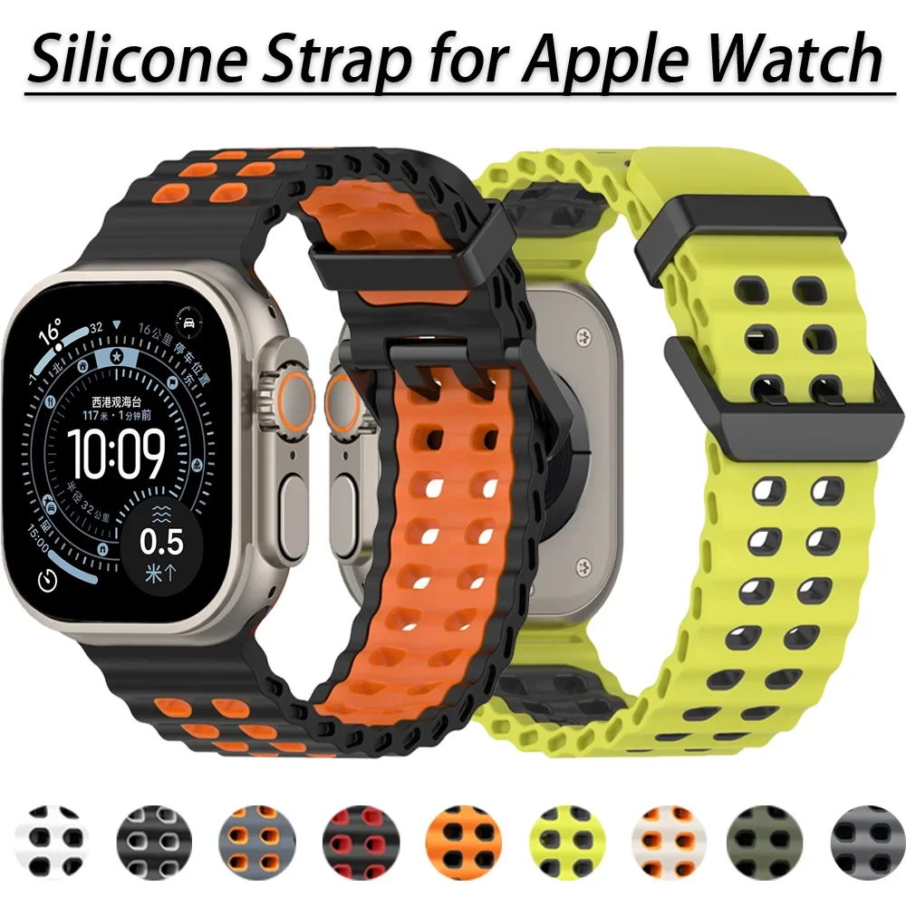 حزام سيليكون لساعة أبل الترا 3 49 مللي متر 11 10 9 8 7 45 مللي متر 46 مللي متر مريح اللون مطابقة الفرقة ل iWatch 6 5 4 SE 44 مللي متر حزام