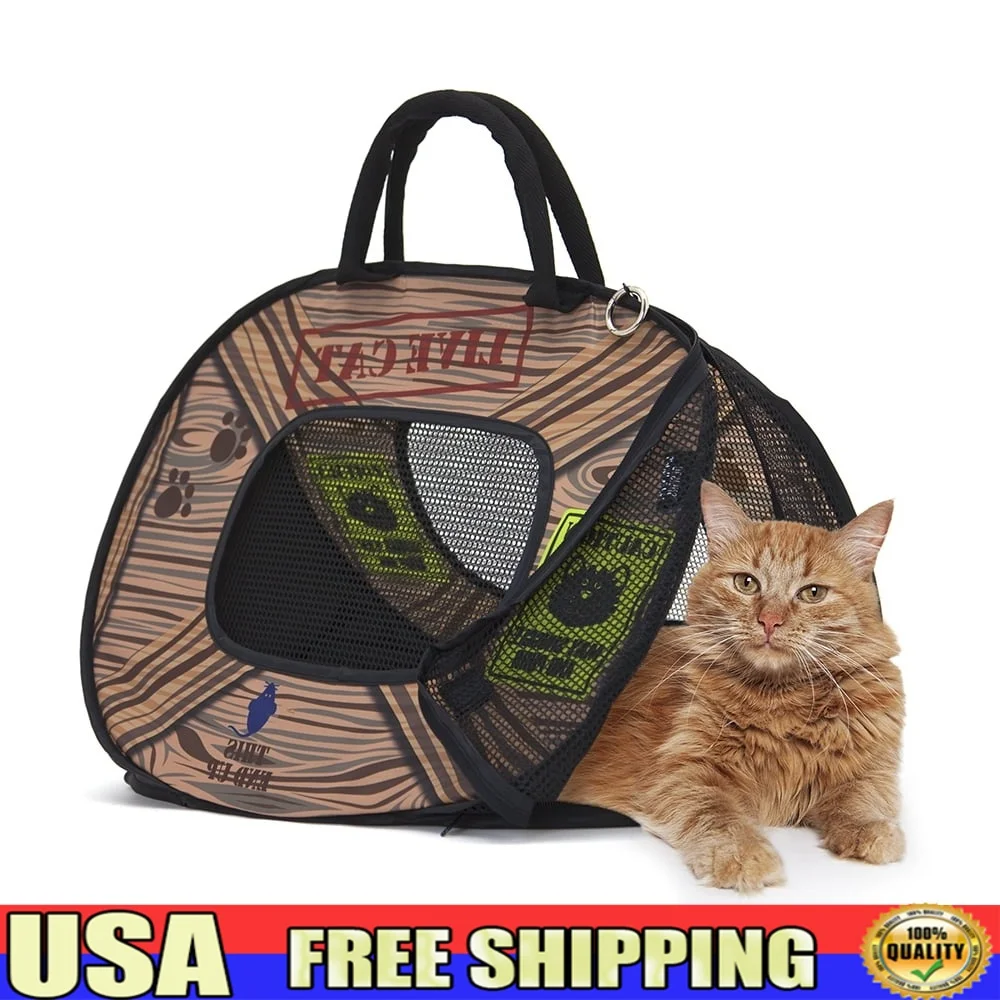 Collapsible Lightweight Cat Carrier with Mesh Panels