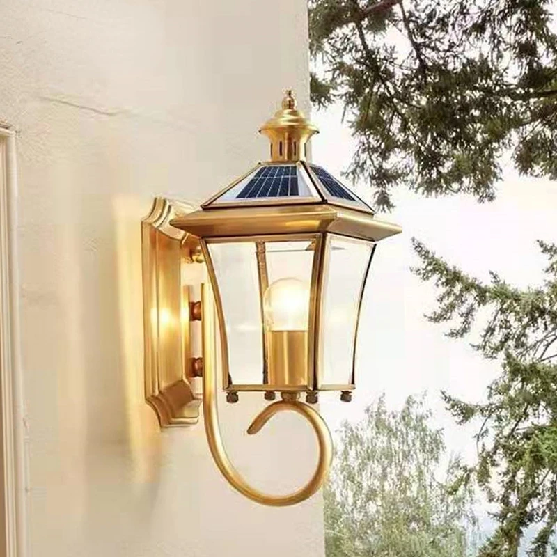 

Outdoor waterproof led copper wall lamp Villa door balcony corridor corridor led solar outdoor wall lamp