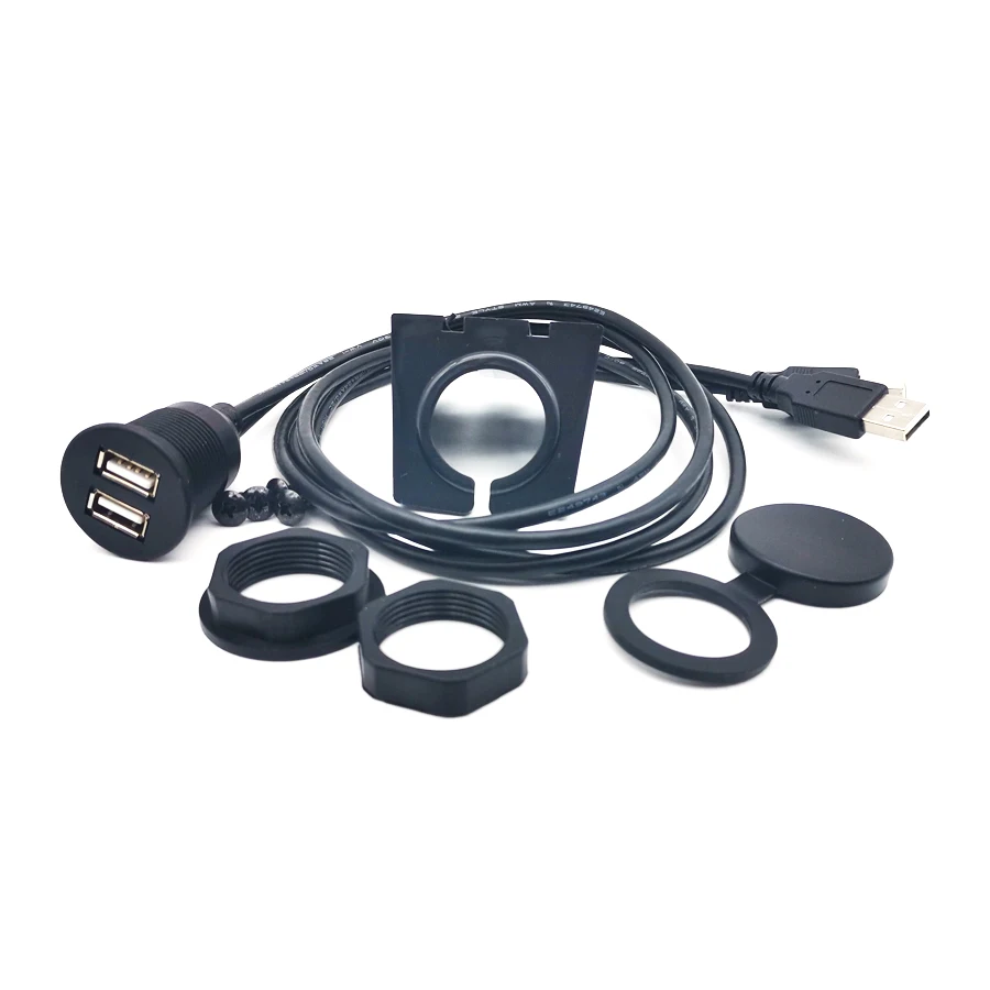 Picture 3: Pro Car Stereo Dashboard Flush Mount Dual USB 2.0A Male To Female Extension Wire