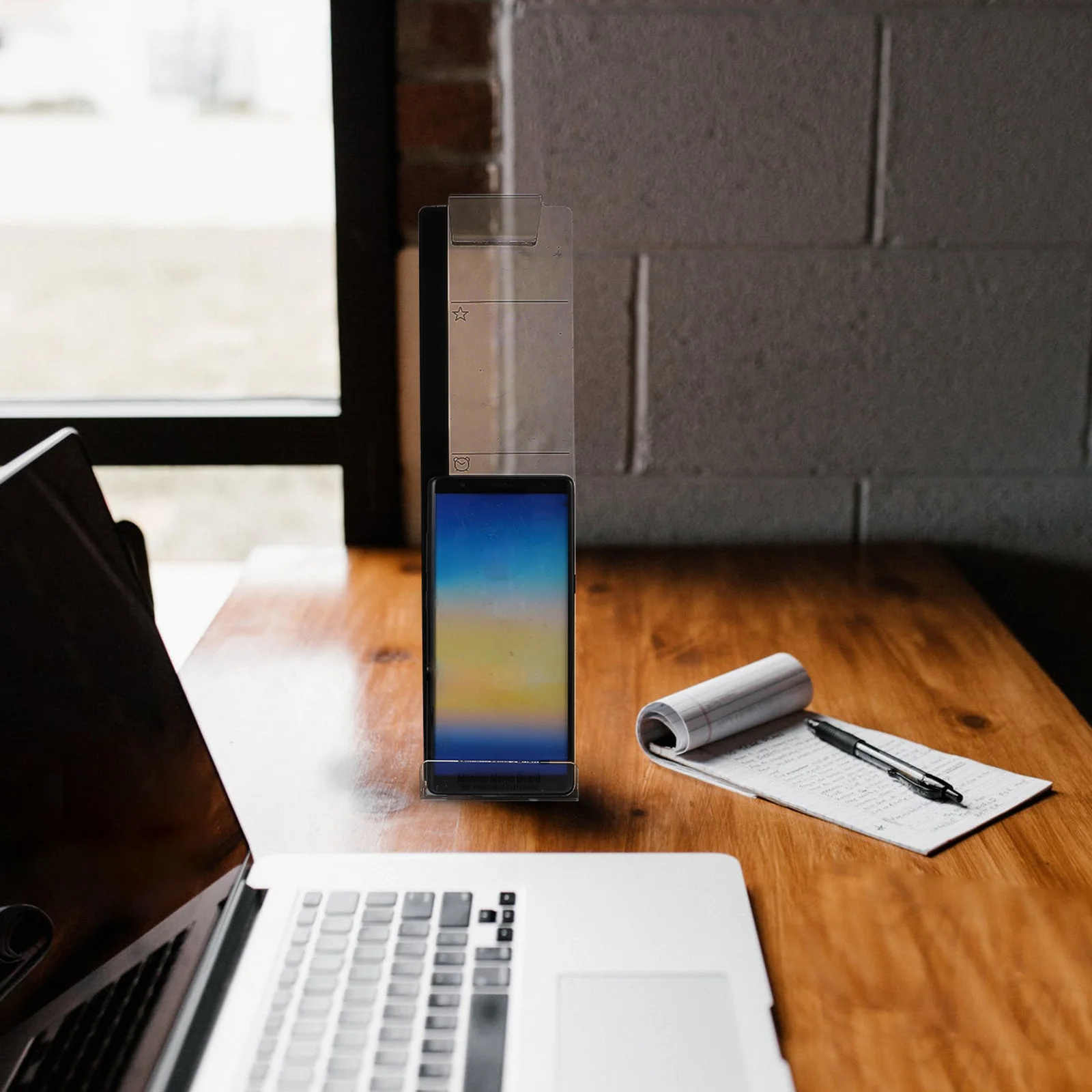 

2Pcs Phone Holder Memo Board Set Transparent Acrylic Monitor Message Board for Office Home Use Convenient Handsfree Watch