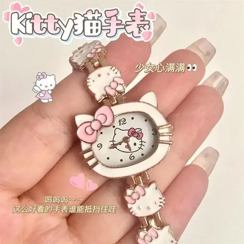 

Водонепроницаемые электронные часы Sanrio с героями мультфильмов, Hello Kitty, My Melody, cinnamorolll, женские студенческие часы с милым бантом, аниме аксессуары для девочек