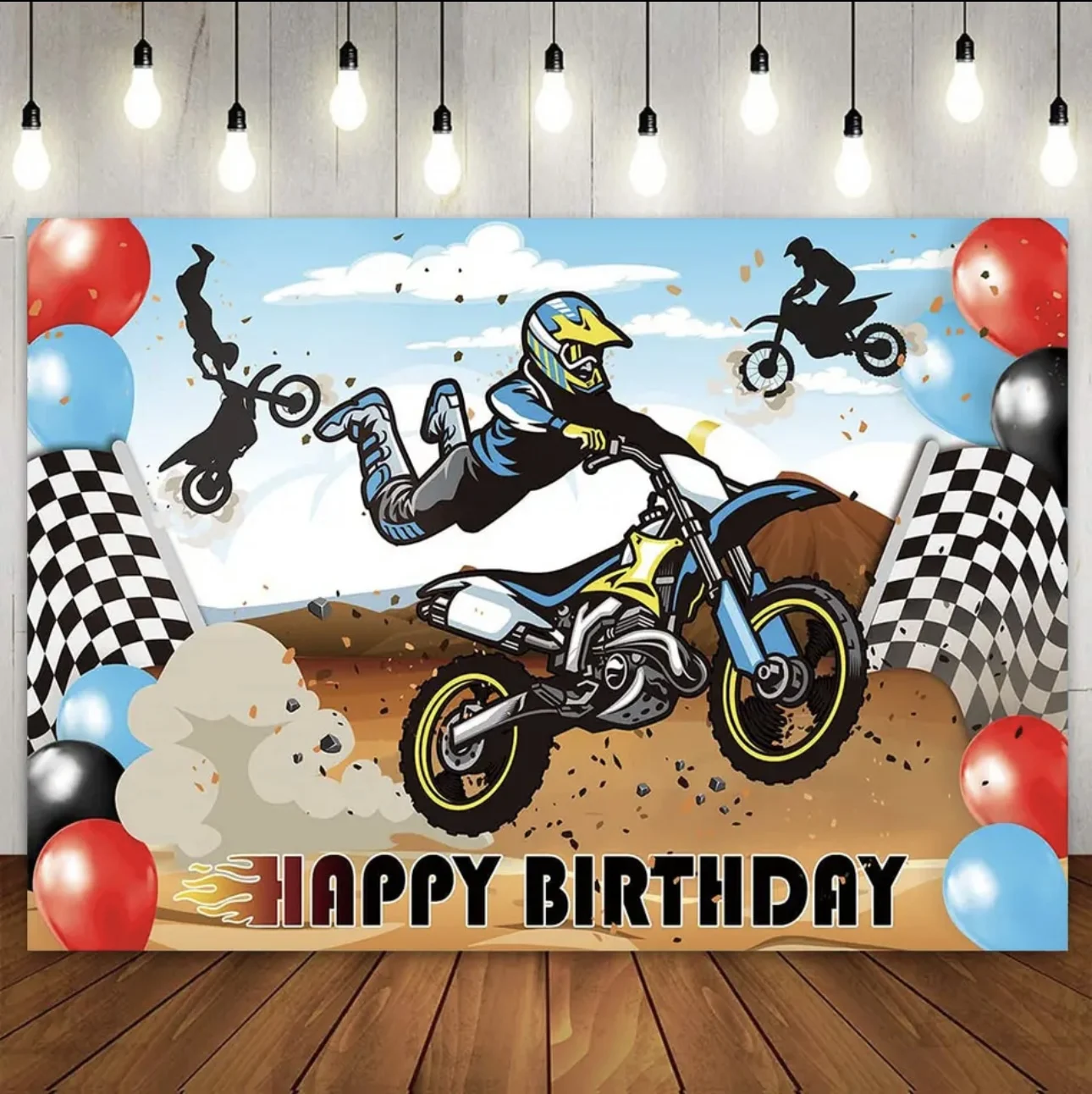 

Motocross Racing Theme Backdrop Motorcycle Dirt Bike Photography Background for Boys Birthday Party Decoration Cake Table Banner