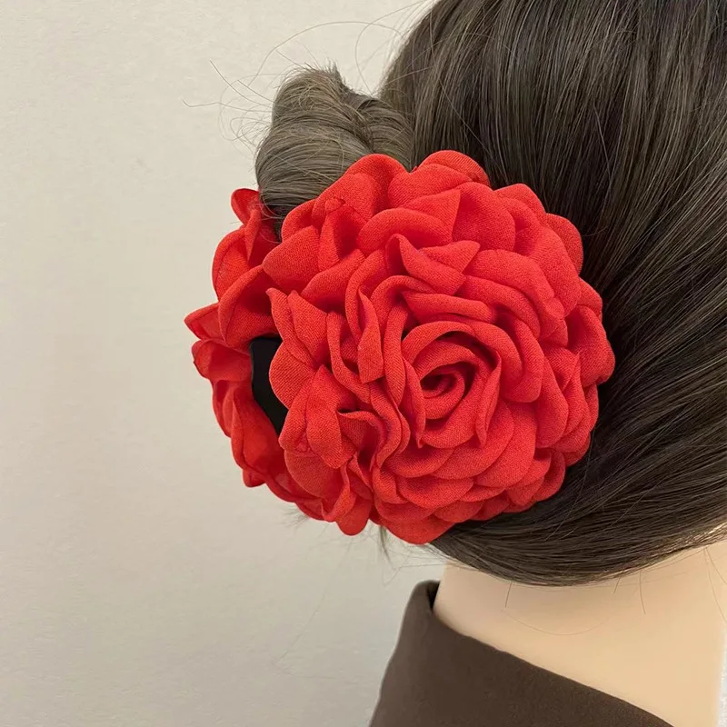 Fashion Large Rose Flower Hair Claw Clips Women Girls Sweet Ponytail Holder Crab Clamps Barrettes Hairpins Hair Accessories