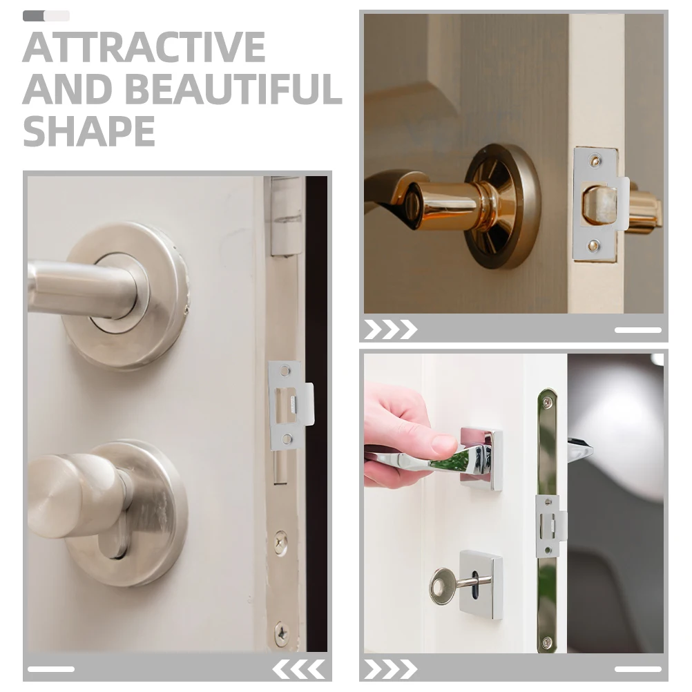

4 Sets Lock Tongue Buckle Door Reinforcement Reinforcer Dead Bolt Strike Plates Guard Knob Guide Piece Deadbolt Restorer