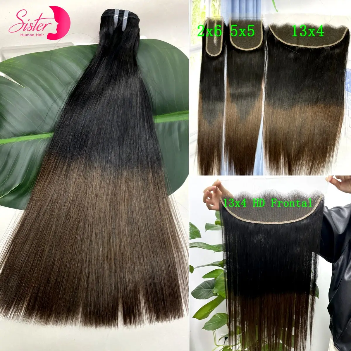 3/4 + 1 pacotes retos de osso vietnamita com 13x4 frontal 100% pacotes de cabelo humano cru duplo desenhado com fechamento de renda 2x 6/5x5 hd