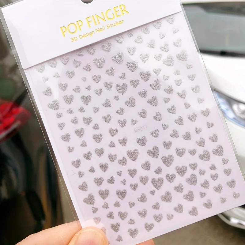2 個の新しいバレンタインデーネイルアートステッカー 5 色ラブハートネイルアートステッカー