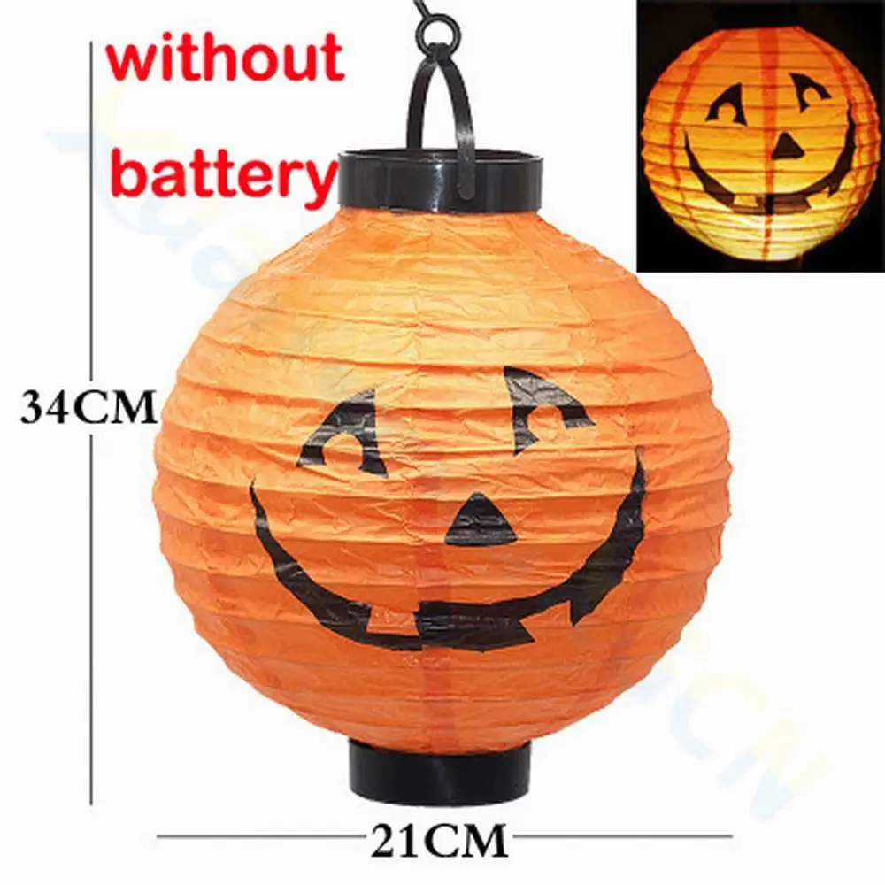 8inch LED Halloween Paper Pumpkin Hanging Lantern Light Horror Spider Halloween Decor Gift Lampion Holiday DIY Decorations