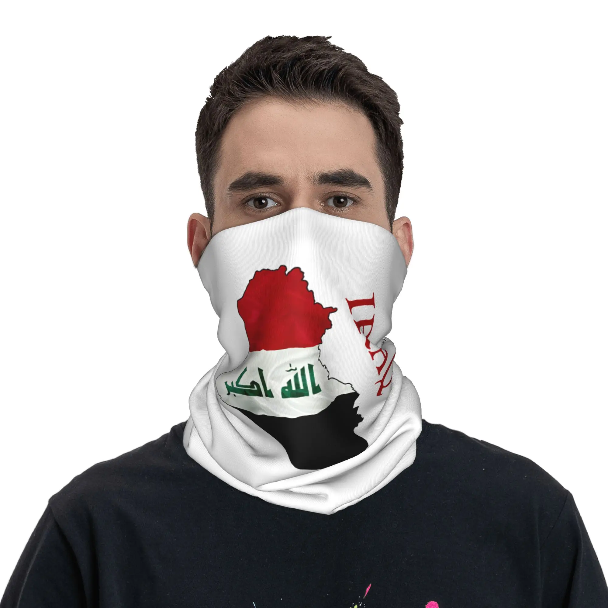 Iraq Flag Map  Love Iraq Balaclava  Outdoor Sports Face Cover Mask Male y2k Funny Windproof Bicycle Mask Soft Warm Scarf Bandana view 2