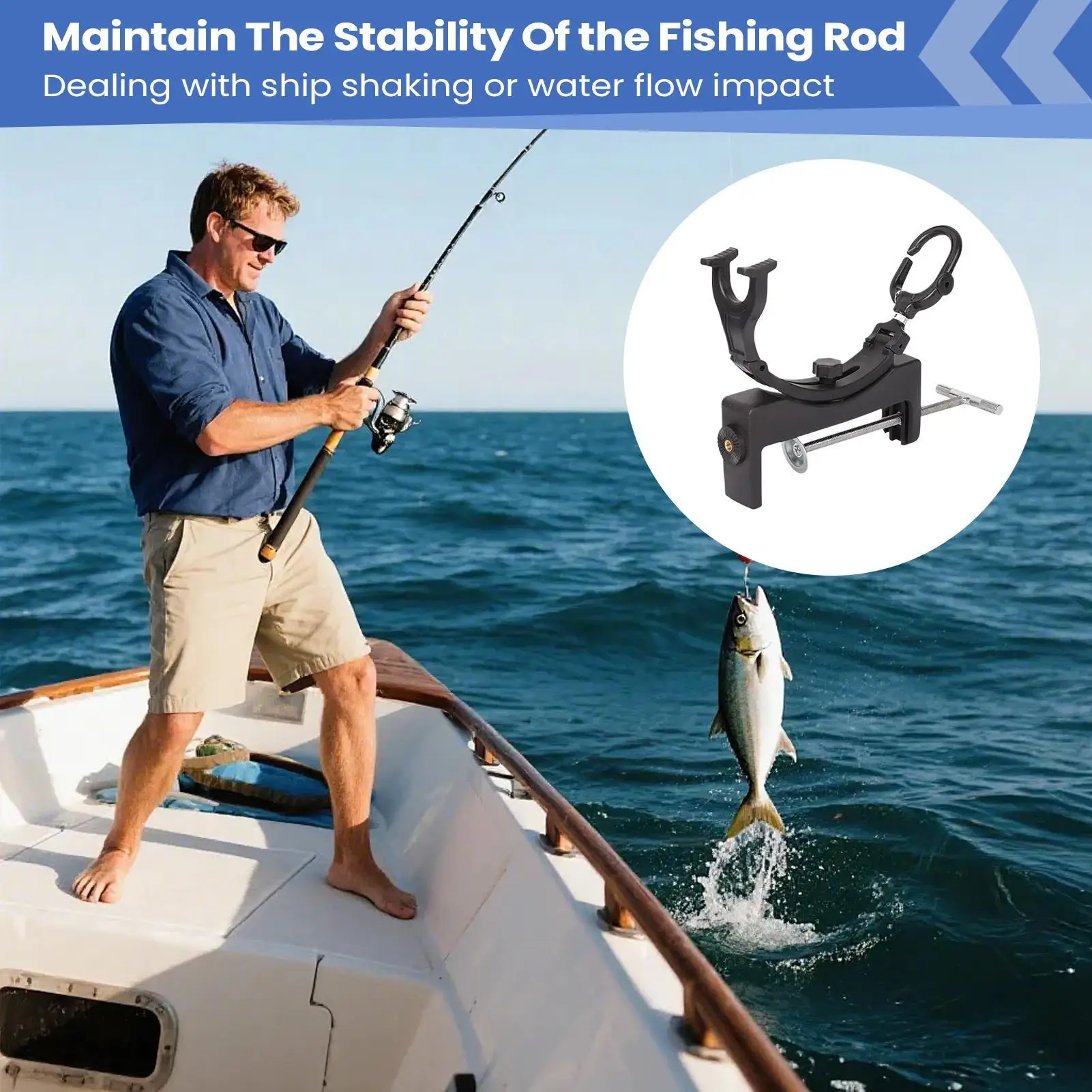 

Boat Fishing Rod Holder Portable Pole Support Stand Pole Equipment for Sea Beach Bass Kayak Ground Chair Attachment River Bank